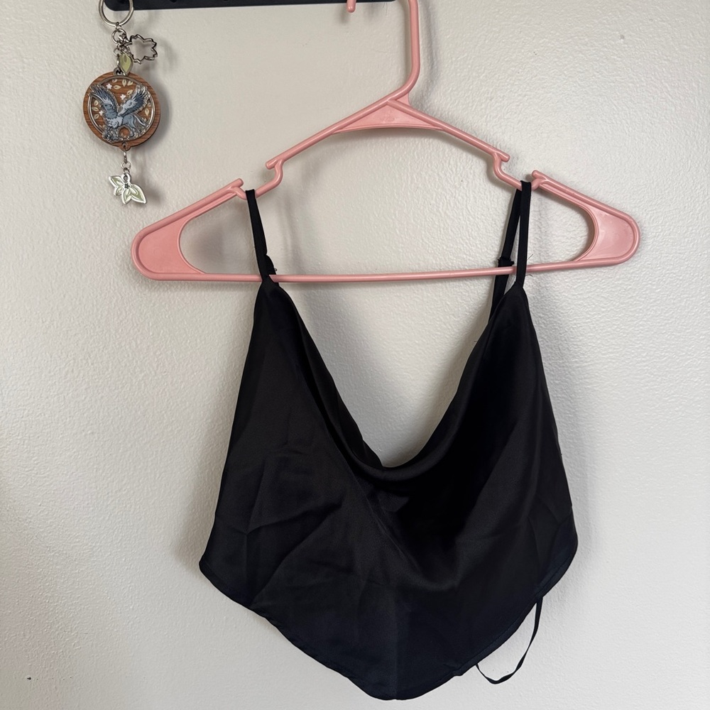 Forever 21 Black Satin Bandana Top
